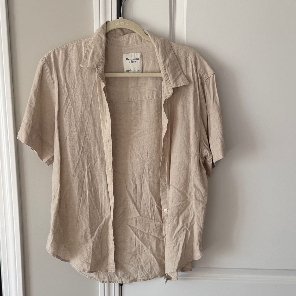 Abercrombie & Fitch Beige Short Sleeve Blouse
